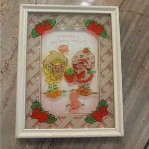 vintage 1979 Strawberry Shortcake reverse painted glass wall art